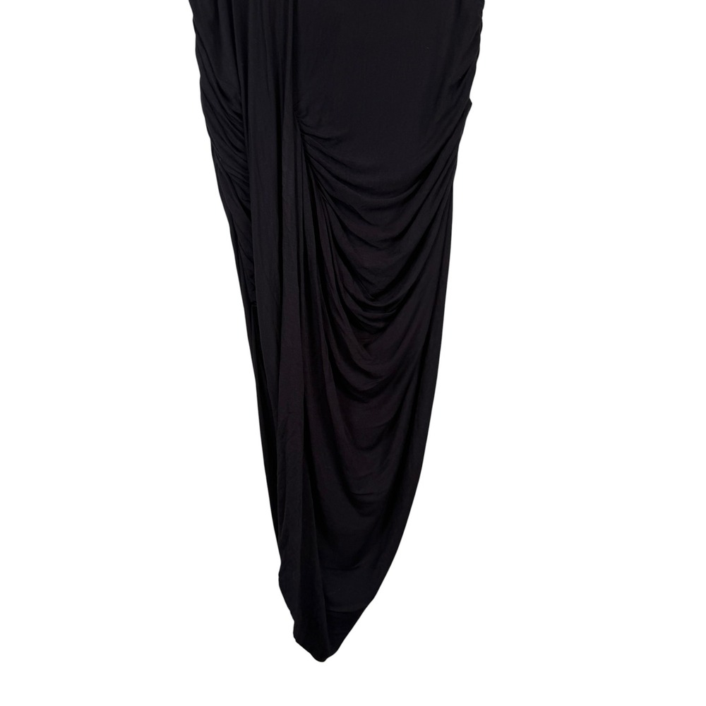 Free People Black Ruched Draped Maxi Skirt Small Asymmetrical Wrap Style Boho